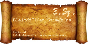 Bleicöffer Szimóna névjegykártya